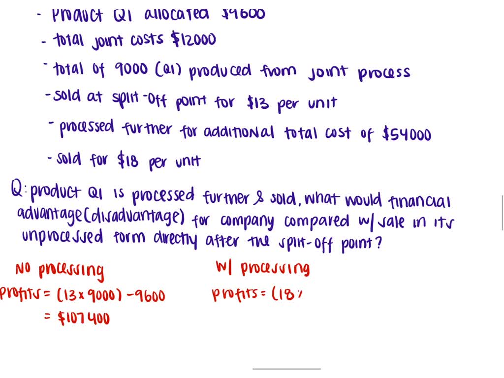 SOLVED Two products, QI and VH, emerge from a joint process. Product