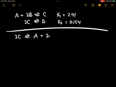 two-reactions-and-their-equilibrium-constants-are-given_-a-2b-2c-ki-241-2c-d-k2-0154-calculate-the-value-of-the-equilibrium-constant-for-the-reaction-d-a-2b-92792