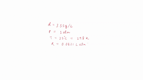 what-is-the-molar-mass-of-an-unknown-gas-with-a-density-of-355-gl-at-100-atm-and-250-c-91822