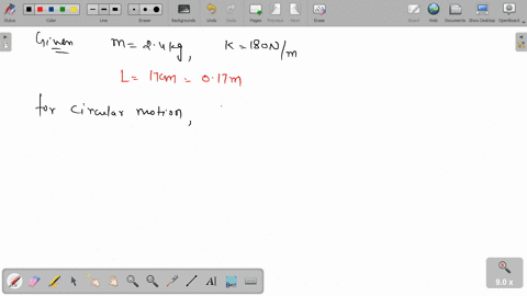 a-24-kg-mass-is-connected-to-a-spring-with-spring-constant-k-180-nm-and-unstretched-length-17-cm-the-pair-are-mounted-on-a-frictionless-air-table-with-the-free-end-of-the-spring-attached-to-98183