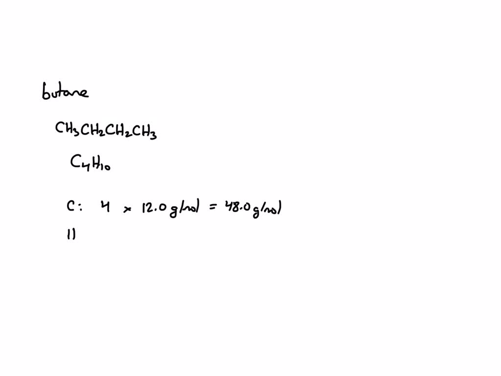 SOLVED calculate experimental molar mass of butane gas