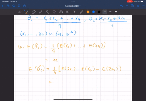 uculc-dapaffl-juui-let-x1-x2-x9-denote-a-random-sample-from-population-with-mean-and-variance-02-_-consider-the-following-two-estimators-of-x-x2-x9-3x1-x6-2x4-pts-is-either-of-the-estimators-33461