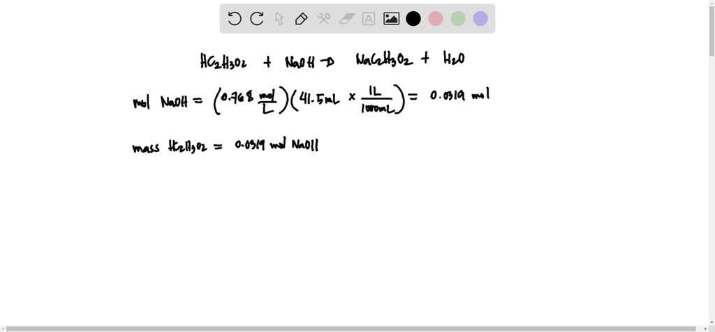 SOLVED: 2.50mL of vinegar requires 41.5mL of 0.768M NaOH to reach ...