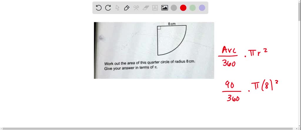 solved-work-out-the-area-of-this-quarter-circle-of-radius-8cm-give