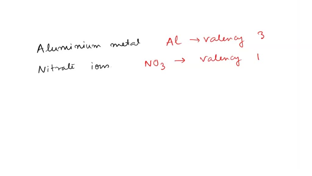 SOLVED: Aluminum metal and polyatomic nitrate ions combine in the ...