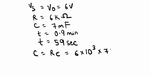 a-series-rc-circuit-contains-a-6-k-resistor-7-mf-capacitance-60-v-voltage-source-and-a-switch-initially-open-at-time-zero-the-capacitor-is-fully-discharged-find-the-capacitor-voltage-if-09-m-35203