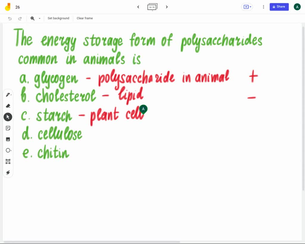 SOLVED The energy storage form of polysaccharides common in animals is