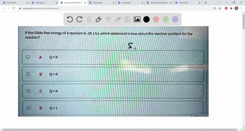 if-the-gibbs-free-energy-ofa-reaction-is-281kj-which-statement-is-true-about-the-reaction-quotient-forthe-reaction-qk-qk-q1-37085