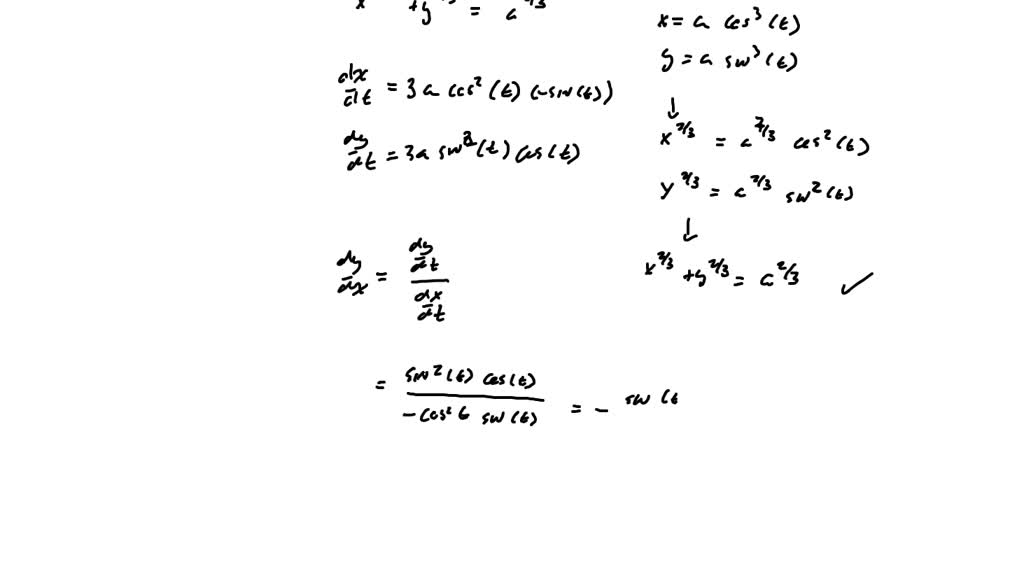 SOLVED: The parametric equations of the astroid x^2 / 3+y^2 / 3=a^2 / 3 ...