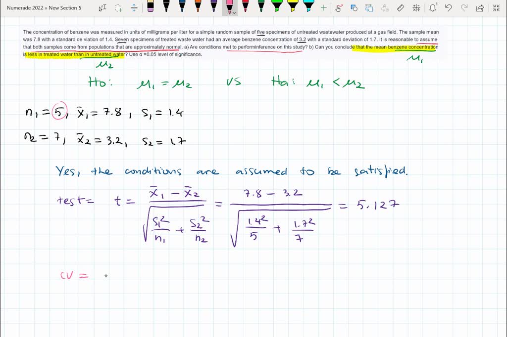 SOLVED: The concentration of benzene was measured in units of ...