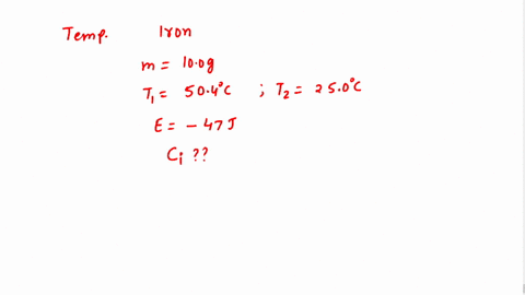 the-temperature-of-a-sample-of-iron-with-a-mass-of-100-g-changed-from-504c-to-250c-with-the-release-of-47-joules-of-heat-what-is-the-specific-heat-of-iron-in-jkgoc-94674