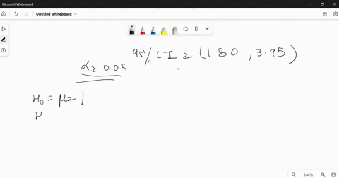 a-95-confidence-interval-for-is-computed-to-be-180395-for-each-of-the-following-hypotheses-state-whether-h0-will-be-rejected-at-005-level-part-0-40-of-4-parts-complete-part-1-of-4-h0-2-versu-17284