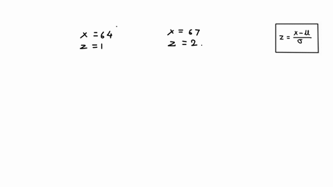 in-a-distribution-of-scores-x-64-corresponds-to-z-100-and-x-67-corresponds-to-z-200-find-the-mean-and-standard-deviation-for-the-distribution-36495