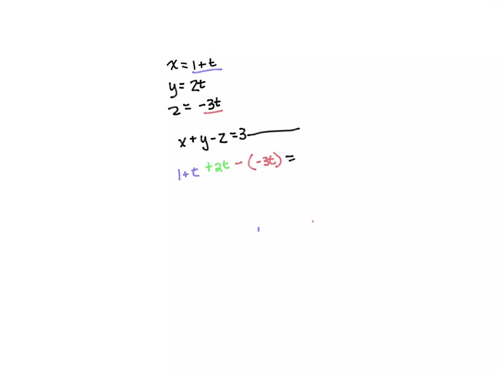 Solved Find The Point P Where The Line X 1 T Y 2t Z 3t Intersects The Plane X Y