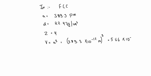 iridium-metal-crystalizes-in-a-face-centered-cubic-structure-the-edge-length-of-the-unit-cell-was-found-by-x-ray-diffraction-to-be-3839-pm-the-density-of-iridium-is-2242gcm3-calculate-the-ma-67934