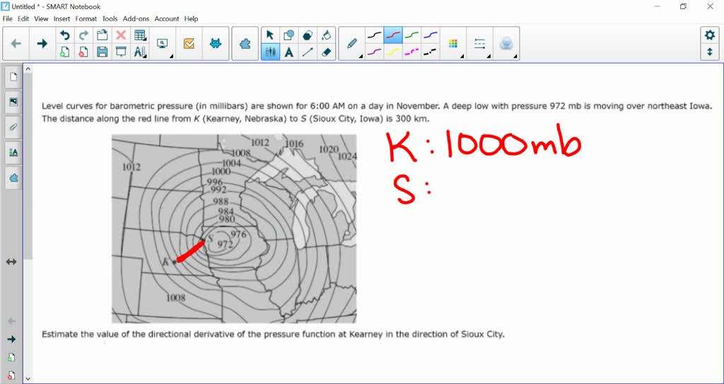 SOLVED Level curves for barometric pressure (in millibars) are shown