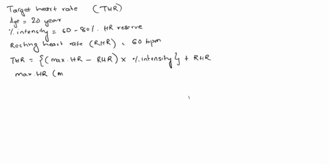 using-the-karvonen-formula-calculate-the-target-heart-rate-range-for-an-individual-who-is-20-years-old-and-has-a-resting-hr-of-60-bpmuse-60-80-of-heart-rate-reserve-110-130bpm-86-140bpm-160-82114