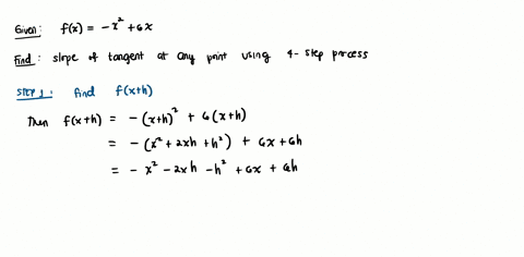 use-the-four-step-process-to-find-the-slope-of-the-tangent-line-to-the-graph-of-the-given-function-at-any-point-simplify-your-answers-completely-fx-x2-6x-33674