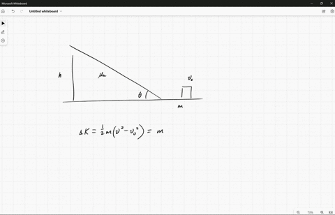 a-small-block-of-mass-m-slides-to-the-left-on-a-frictionless-horizontal-surface-with-speed-0-then-the-block-slides-up-a-rough-ramp-that-has-an-incline-angle-of-0-the-coefficient-of-kinetic-f-10155