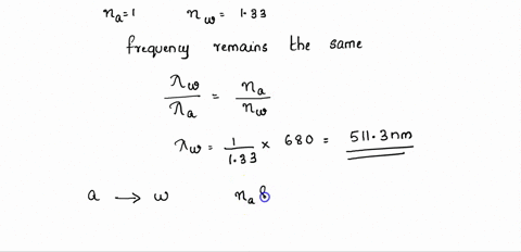question-light-with-wavelength-of-680-nm-is-travelling-through-air-n1-if-this-same-light-was-travelling-through-water-refractive-index-133-what-would-its-wavelength-and-frequency-be-if-the-l-48454