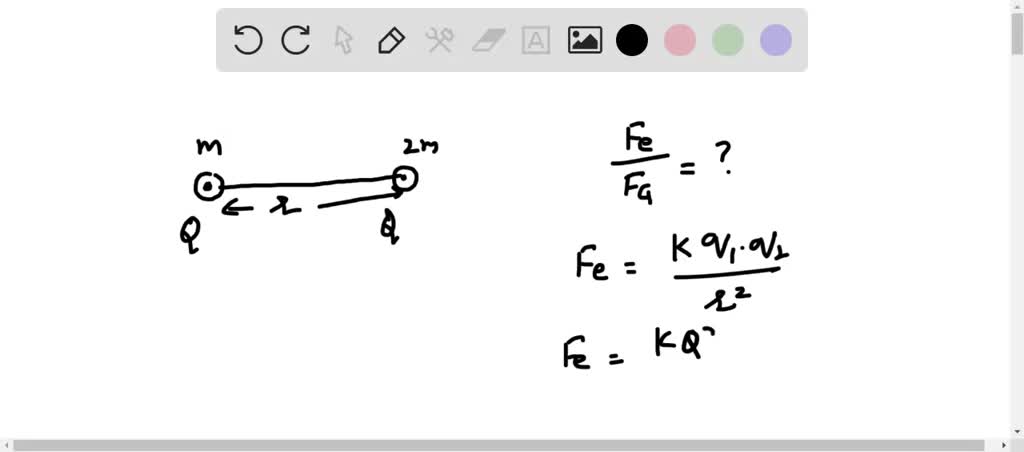 SOLVED: Two particles of masses m and 2m having same charges q each are ...