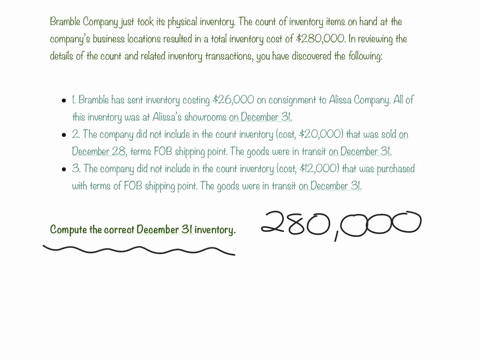 what-is-the-correct-december-31-inventory-amount-bramble-company-just-took-its-physical-inventory-the-count-of-inventory-items-on-hand-at-the-companys-business-locations-resulted-in-a-total-16911