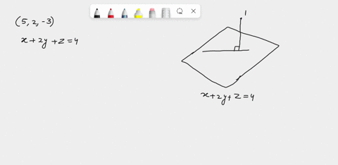 2a-write-the-parametric-equations-of-the-line-that-goes-through-the-point-52-3-and-perpendicular-to-the-plane-x2yz4-sketch-a-picture-i-know-the-answer-to-a-its-5-ti-22tj-t-3k-b-at-which-poin-47953
