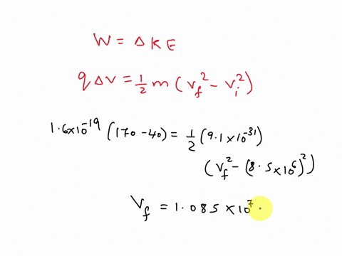 e2-an-electron-is-moving-with-speed-85-x-106-ms-as-it-passes-a-location-where-the-voltage-is-170-volts-find-the-speed-of-the-electron-when-it-reaches-a-location-where-the-voltage-is-40-volts-11781