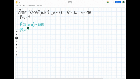 a-sample-of-size-115-will-be-drawn-from-a-population-with-mean-48-and-standard-deviation-12-find-the-55th-percentile-of-x