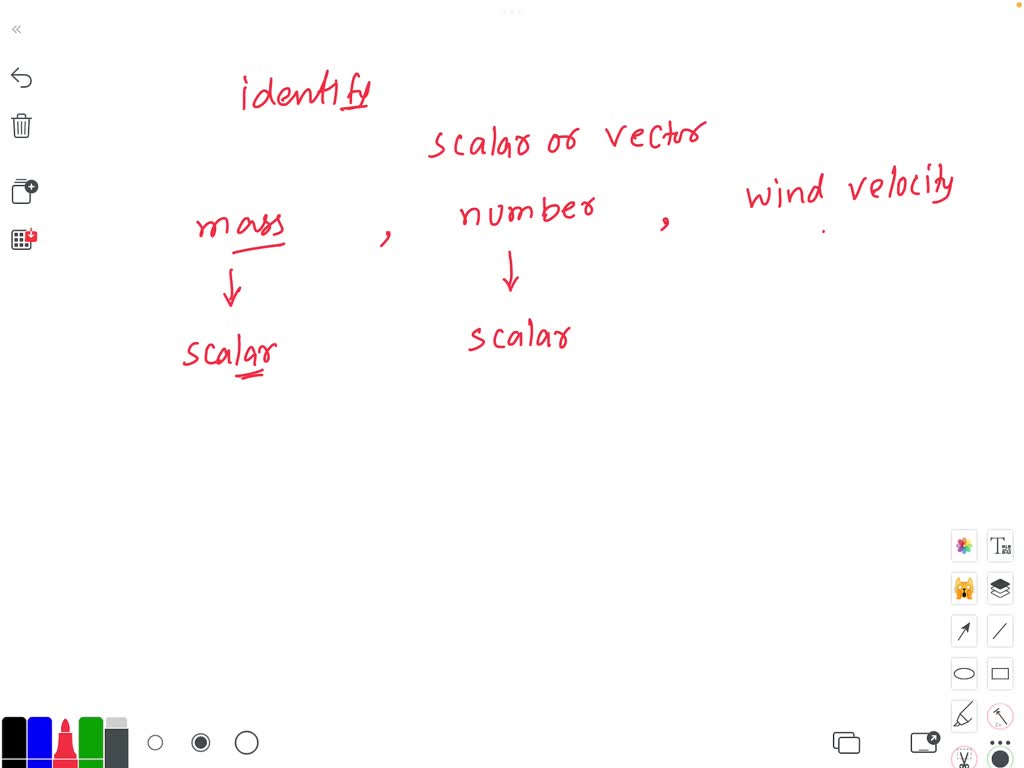 SOLVED .) Identify the following quantities as scalar or vector the
