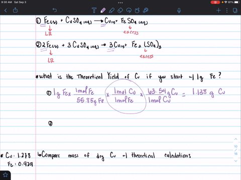 1-fes-cuso4aq-cus-feso4aq-2-2fes-3cuso4aq-3cus-fe2so43aq-in-this-lab-the-copperii-sulfate-solution-will-be-in-excess-and-the-iron-metal-will-be-the-limiting-reactant-this-will-insure-that-al-21753