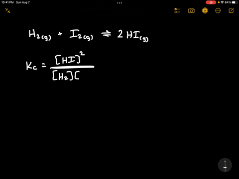 the-equilibrium-constant-kc-for-the-reaction-h2-g-i2-g-2hi-g-is-54-at-425-oc-if-the-equilibrium-mixture-contains-0030-m-hi-and-0015-m-i2-the-equilibrium-concentration-of-h2-is-35517
