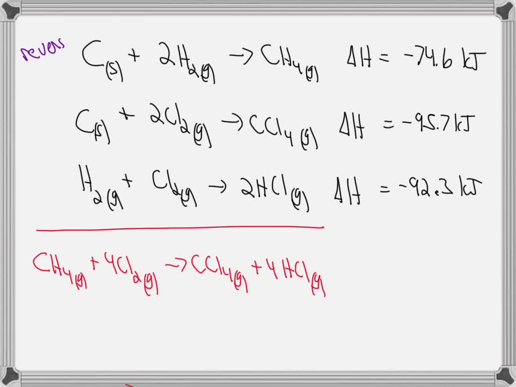 SOLVED: Methane (CH4) reacts with Cl2 to yield CCl4 and HCl by the ...