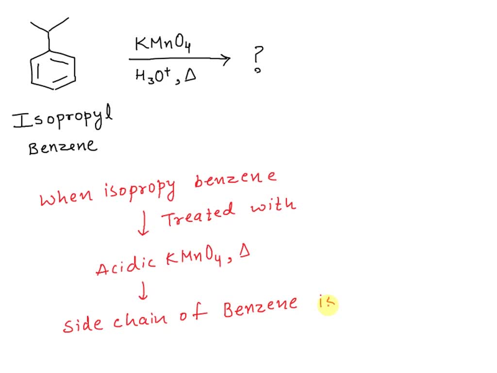 The oxidation of isopropyl benzene using hot KMNO4 yields: KHnO4 H2O ...