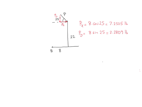 an-8-lb-force-mathbfp-is-applied-to-a-shift-lever-determine-the-moment-of-mathbfp-about-b-when-alpha-is-equal-to-25circ-fig-p36-p37-and-p38