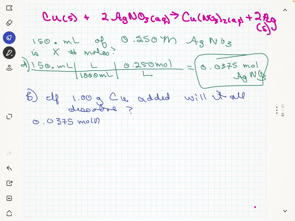 SOLVED Copper metal dissolves in a silver nitrate solution. The