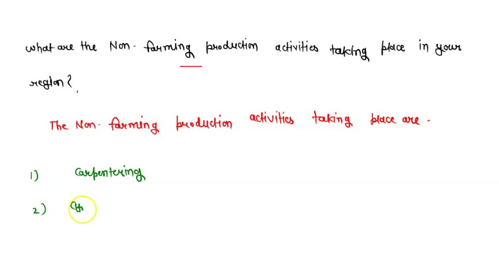 SOLVED What Are The Main Non Farm Production Activities Taking Place 