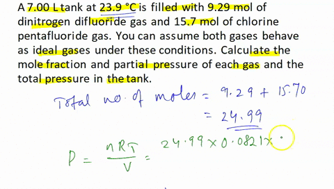 a-700-l-tank-at-239-is-filled-with-929-of-dinitrogen-difluoride-gas-and-157-of-chlorine-pentafluoride-gas-you-can-assume-both-gases-behave-as-ideal-gases-under-these-conditions-_-calculate-t-93067