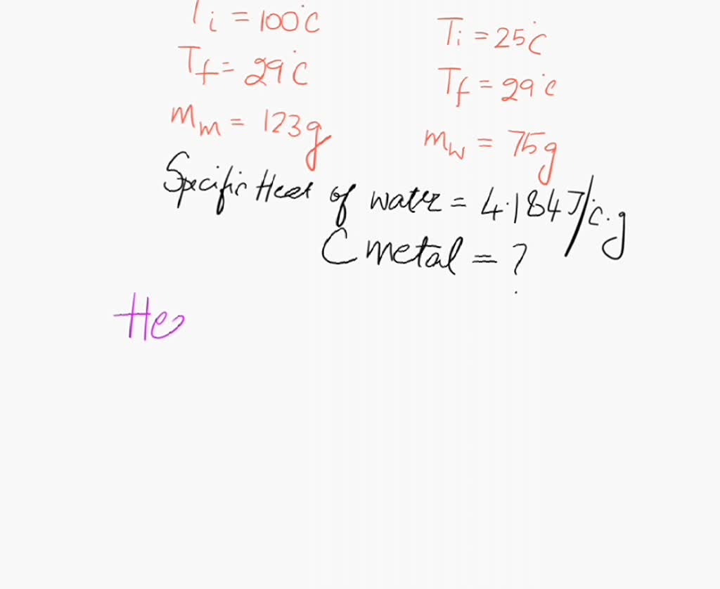 SOLVED Unknown piece of metal weighing 123 g is placed in boiling