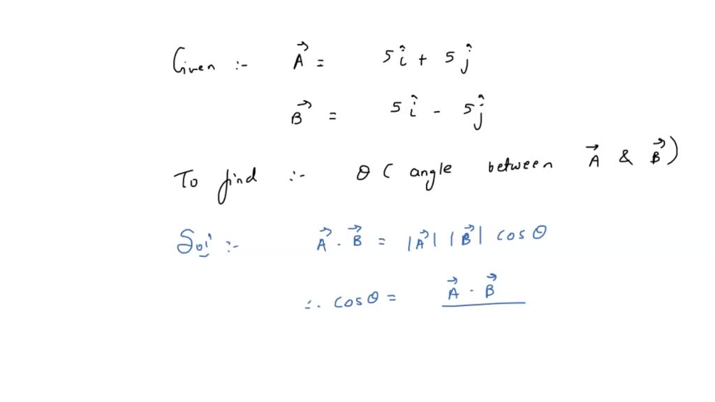 SOLVED: The Angle Between The Two Vectors A??=5i^+5j^ And B??=5i^?5j ...