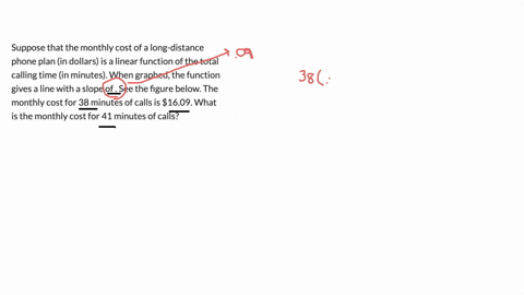 suppose-that-the-monthly-cost-of-a-long-distance-phone-plan-in-dollars-is-a-linear-function-of-the-total-calling-time-in-minutes-when-graphed-the-function-gives-a-line-with-a-slope-of-see-the-figure-b