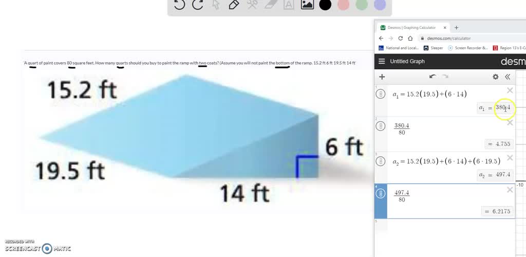 SOLVED 'A quart of paint covers 80 square feet. How many quarts should