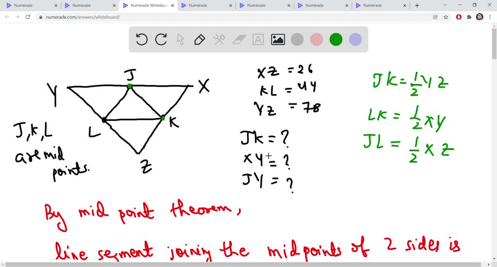 Solved In The Figure Below Points J K And L Are The Midpoints Of The Sides Of Triangle Axyz 7084