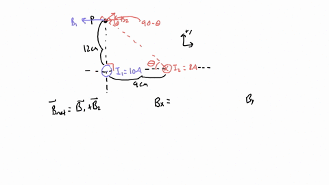 a-long-thin-wire-carrying-current-i-10-a-out-of-page-is-located-at-0-0-and-another-wire-carrying-current-iz-84-into-the-page-is-located-at-x-9cm-y-0-find-the-magnitude-and-direction-the-magn-71288