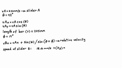 the-two-sliders-are-connected-by-the-light-rigid-bar-and-move-in-the-smooth-vertical-plane-guide-at-the-instant-illustrated-the-speed-of-slider-a-is-25-mathrmmm-mathrms-theta42circ-and-phi19circ-det-2