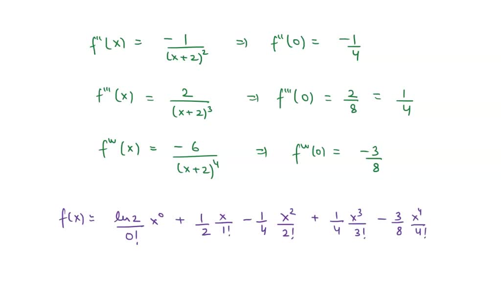 SOLVED: Find the Taylor Series of the function f (x) = ln(x + 2 ...