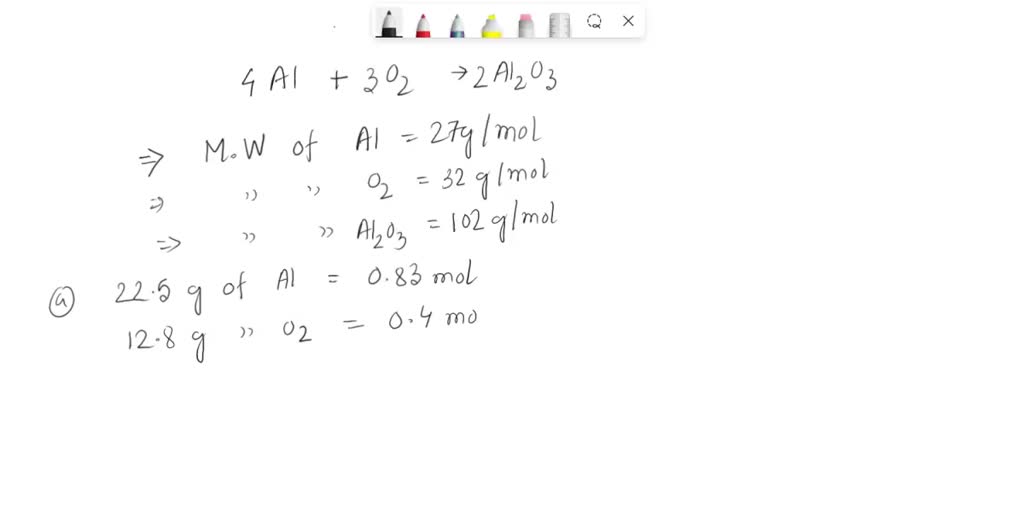 SOLVED Consider the unbalanced equation for aluminum and oxygen producing aluminum oxide Al