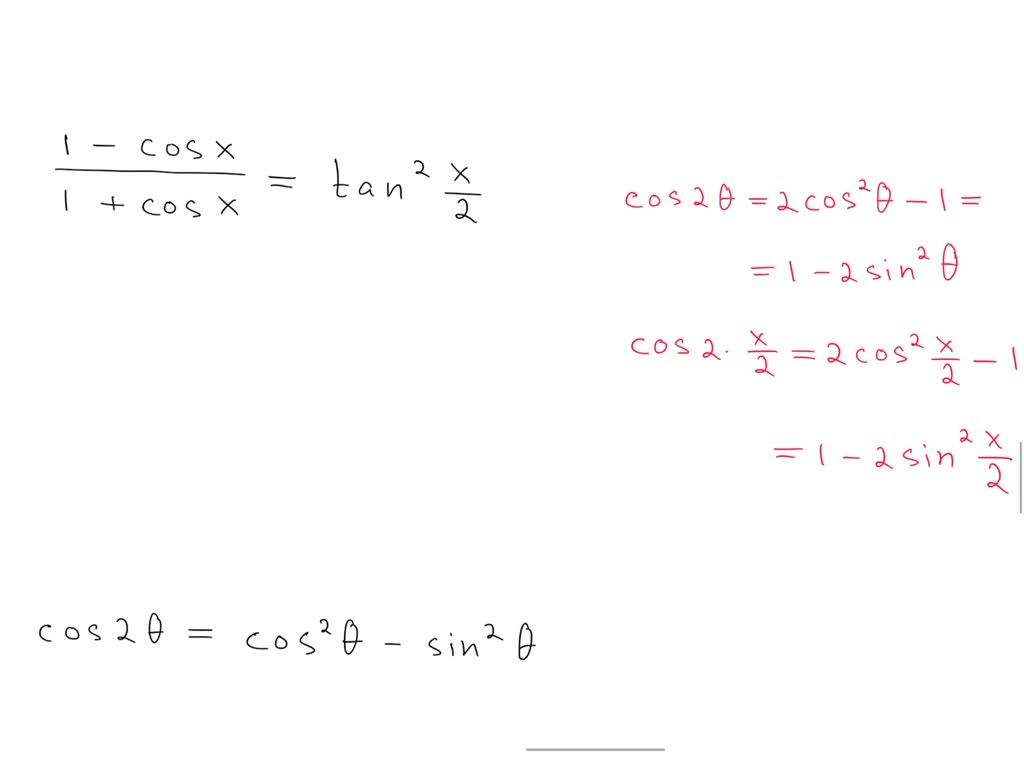 SOLVED: Prove the following identities: 1 - cos^2(x) = sin^2(x) (Hint ...