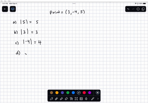 find-the-distance-from-3-4-5-to-each-of-the-following-a-the-xy-plane-5-b-the-yz-plane-3-c-the-xz-plane-d-the-x-axis-5v2-e-the-y-axis-2v13-the-z-axis-85-84377