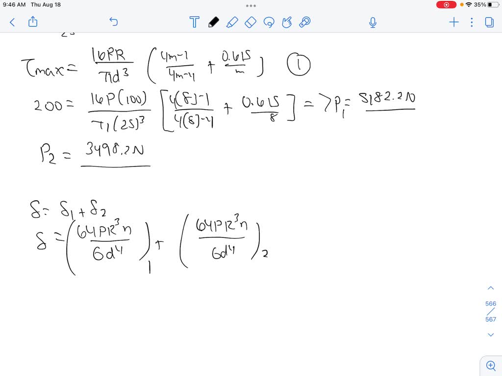 SOLVED: Two steel springs arranged in series support a load P. The ...